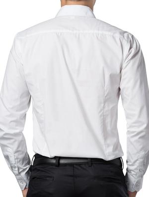 solid white cotton formal shirt - 10605312 - Standard Image - 3