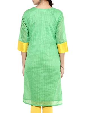 green Chanderi Straight Kurta - 10607871 - Standard Image - 3