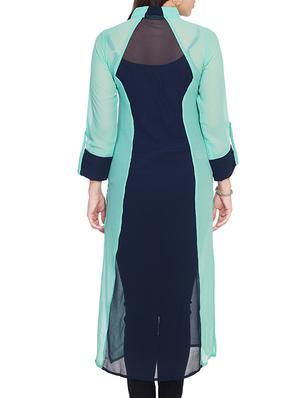 green solid georgette tunic - 10626604 - Standard Image - 3