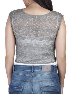 Sheer mesh overlay top - 10656134 - Standard Image - 3