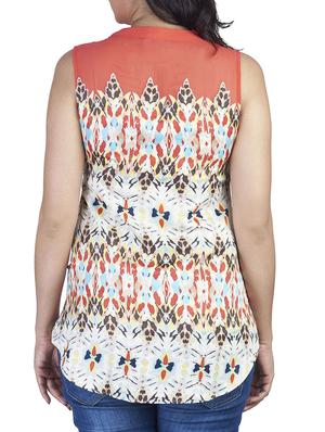 multi colored crepe top - 10656340 - Standard Image - 3