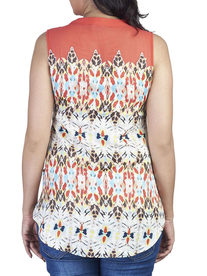 multi colored crepe top - 10656340 - Zoom Image - 3