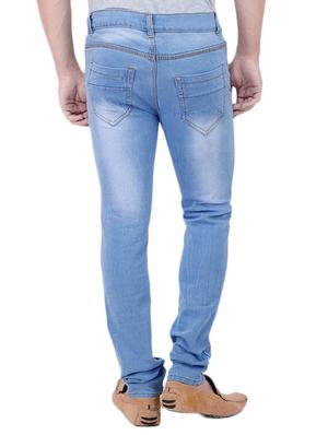 faded blue cotton blend slim fit jeans - 10669753 - Standard Image - 3
