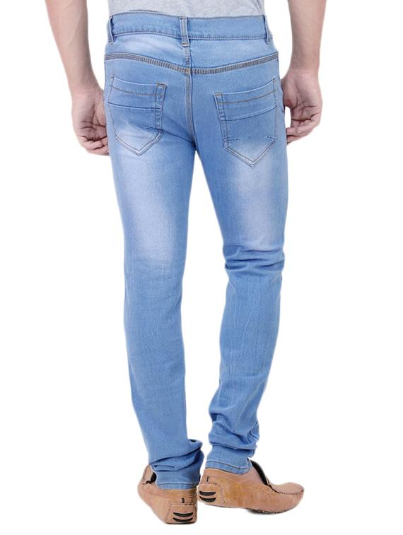 faded blue cotton blend slim fit jeans - 10669753 - Zoom Image - 3