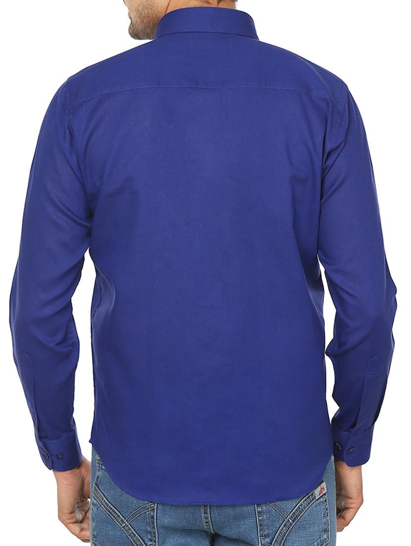 royal blue cotton casual shirt - 10670059 - Zoom Image - 3