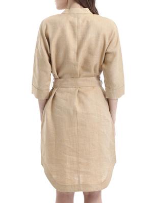 beige linen casual dress - 10700558 - Standard Image - 3