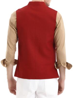 maroon linen jacket - 10700964 - Standard Image - 3