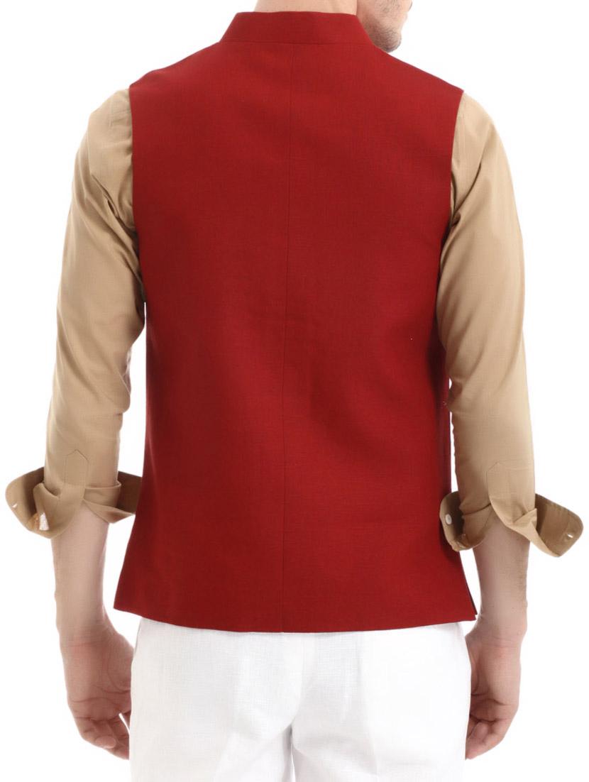 maroon linen jacket - 10700964 - Zoom Image - 3
