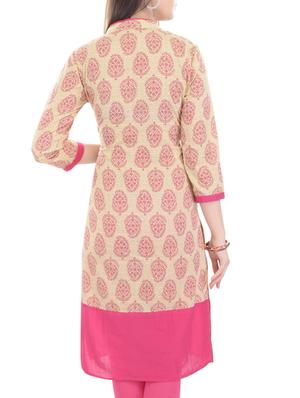pink cotton kurta - 10710752 - Standard Image - 3
