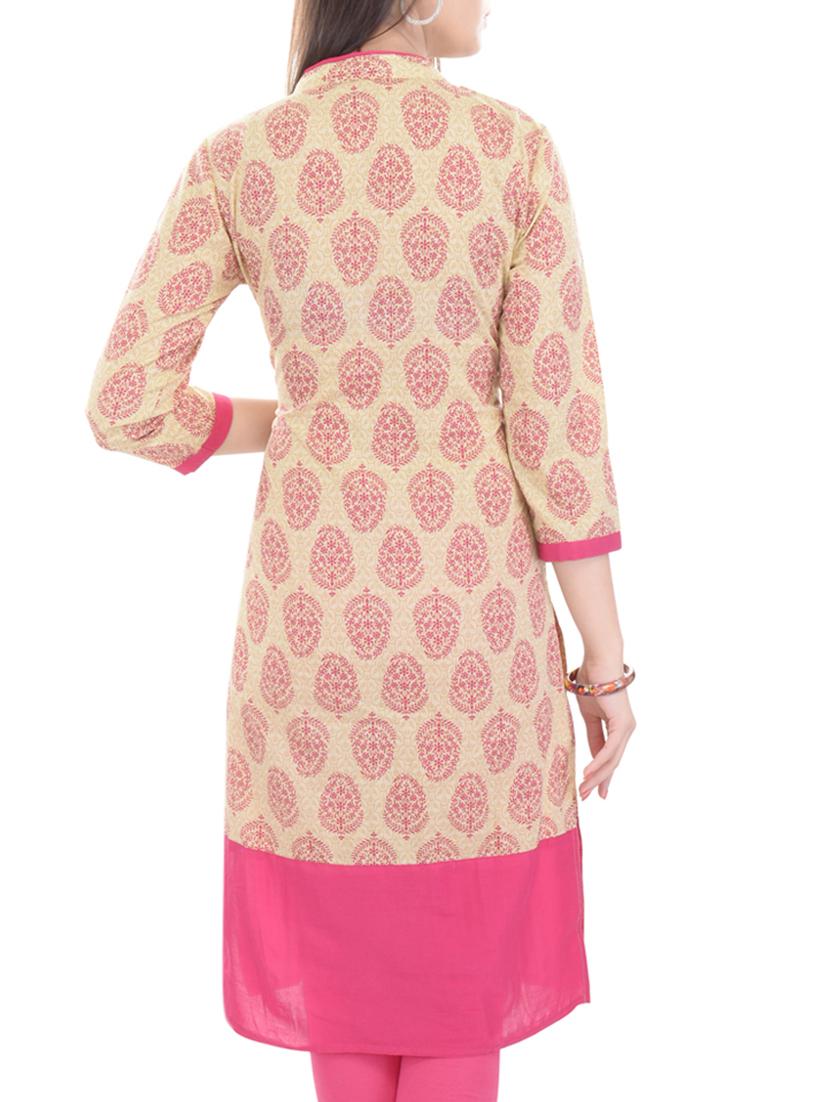 pink cotton kurta - 10710752 - Zoom Image - 3