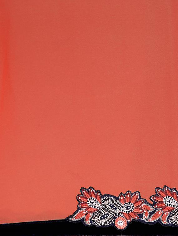 orange faux georgette saree - 10721998 - Zoom Image - 3