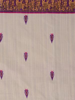 contrast bordered art silk half & half saree with blouse - 10765940 - Standard Image - 3