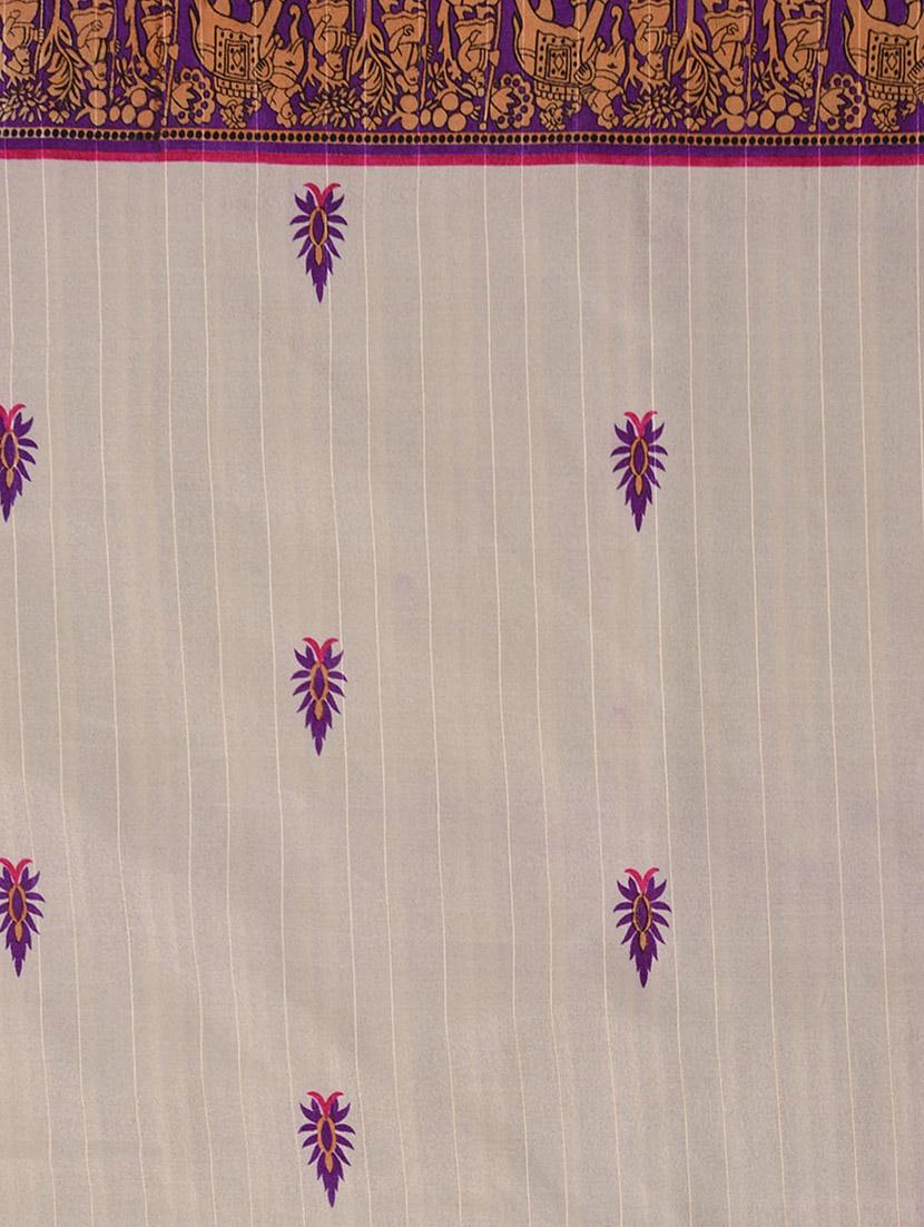 contrast bordered art silk half & half saree with blouse - 10765940 - Zoom Image - 3