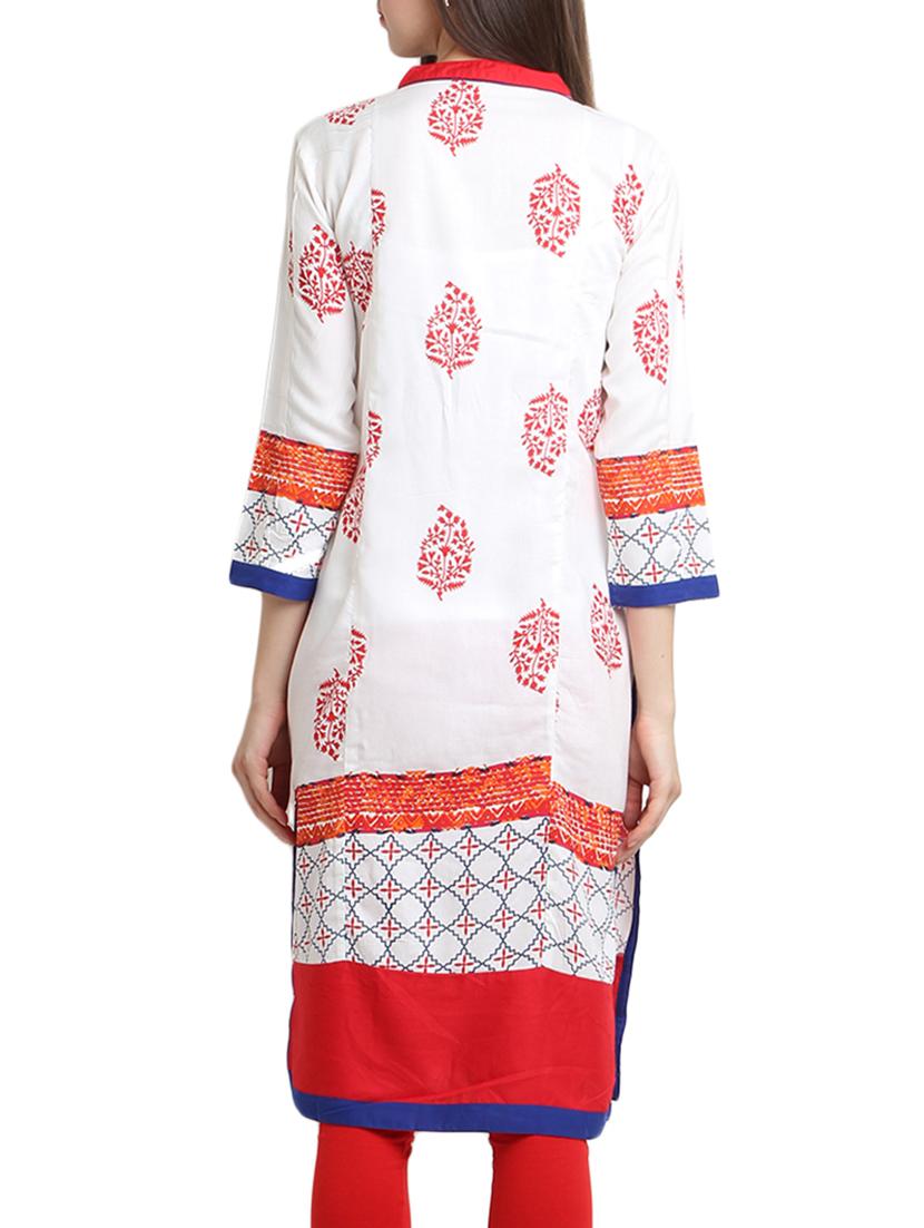 white cotton straight kurta - 10788646 - Zoom Image - 3