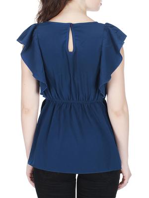 blue crepe top - 10799361 - Standard Image - 3