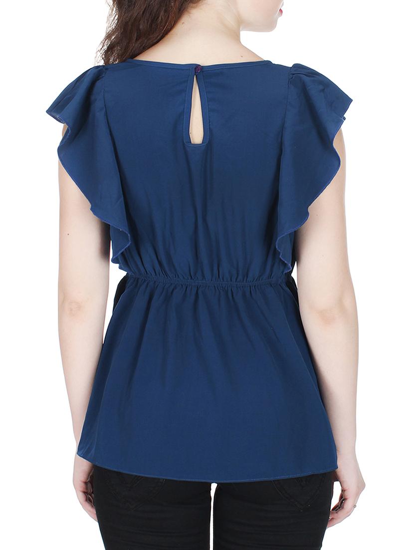 blue crepe top - 10799361 - Zoom Image - 3