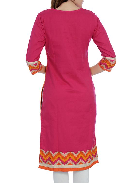 pink khadi straight kurta - 10808094 - Zoom Image - 3