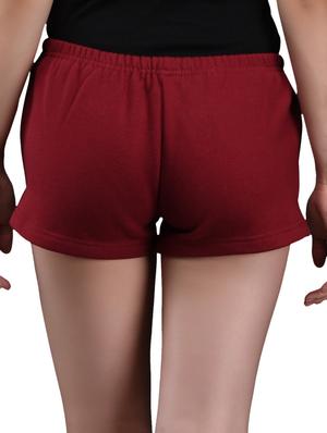 maroon cotton fleece hot pants - 1081312 - Standard Image - 3