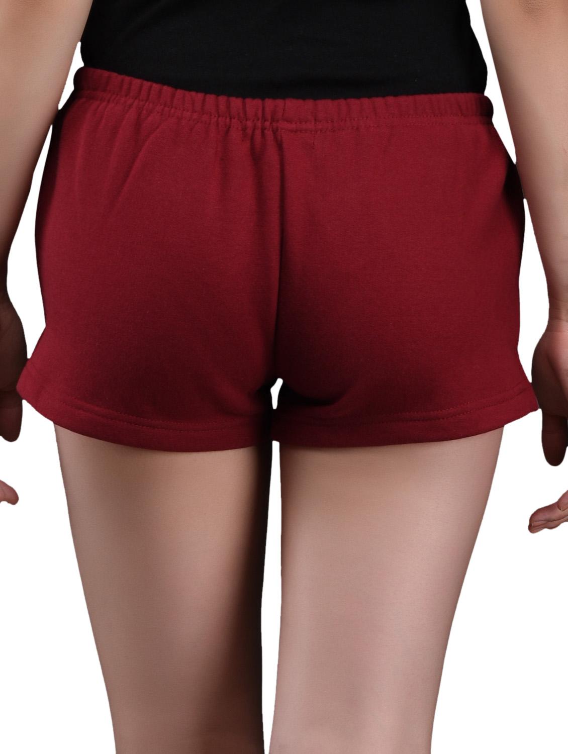maroon cotton fleece hot pants - 1081312 - Zoom Image - 3