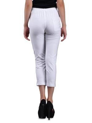 white cotton knit lycra 3/4 tights - 1081316 - Standard Image - 3