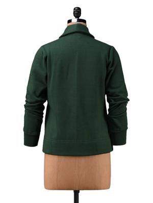 Dark Green Cotton Fleece Jacket - 1081357 - Standard Image - 3