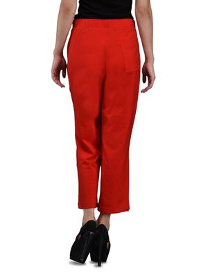 Red cotton Lycra Knit Lounge Pants - 1081401 - Standard Image - 3