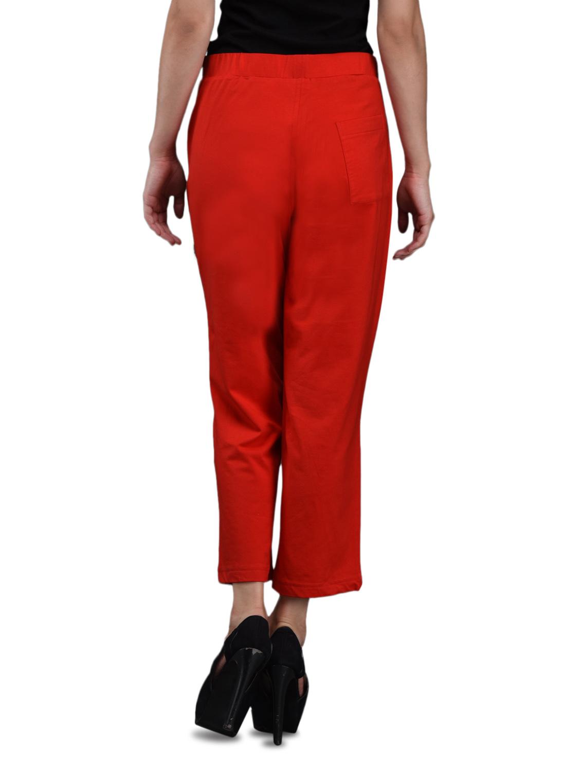 Red cotton Lycra Knit Lounge Pants - 1081401 - Zoom Image - 3