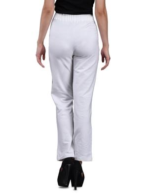 White Cotton Lycra Track pants - 1081403 - Standard Image - 3