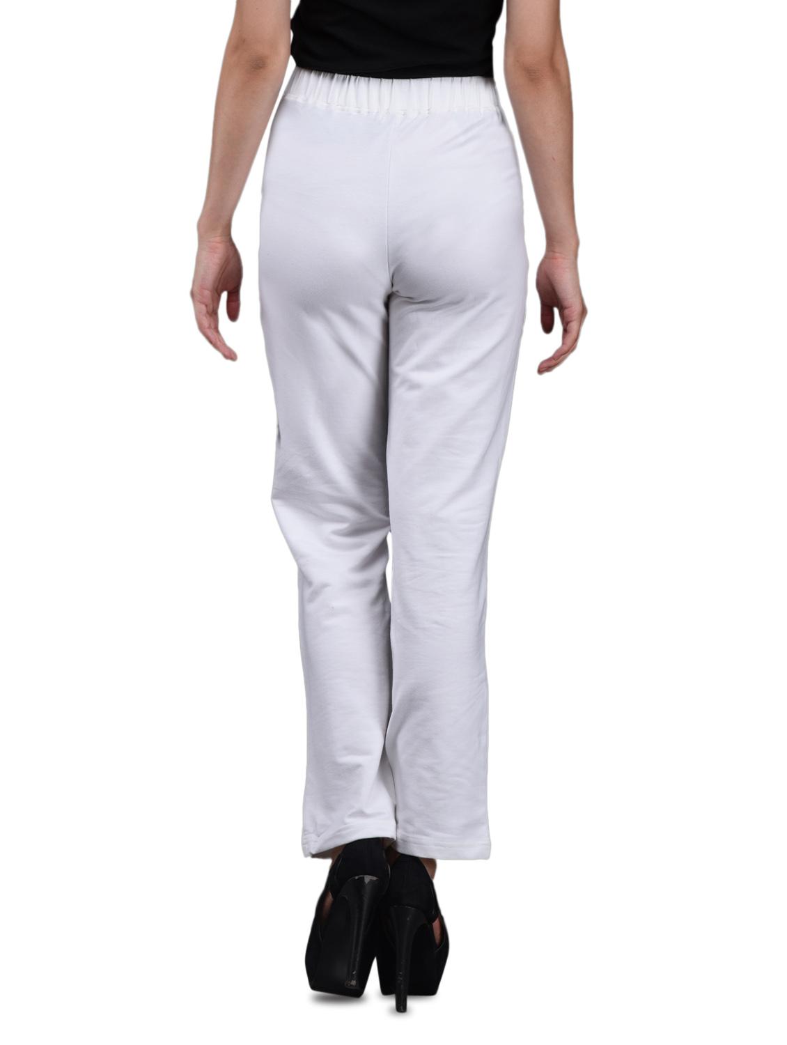 White Cotton Lycra Track pants - 1081403 - Zoom Image - 3