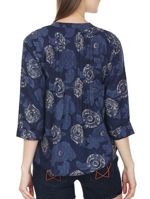 blue cotton printed top - 10814296 - Standard Image - 3