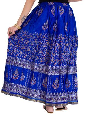 blue cotton aline skirts - 10826005 - Standard Image - 3