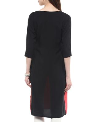 black,peach crepe kurta - 10830321 - Standard Image - 3