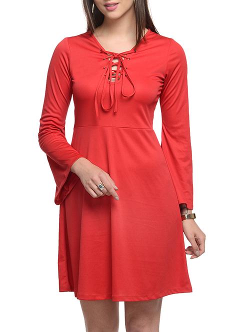 solid red a-line dress - 10841169 - Standard Image - 1