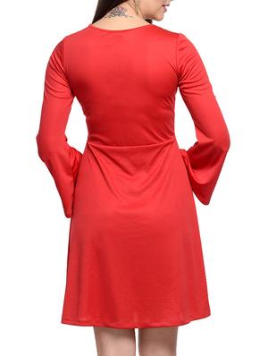 solid red a-line dress - 10841169 - Standard Image - 3