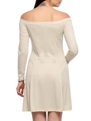 beige polyester front bow tie up dress - 10841171 - Standard Image - 3