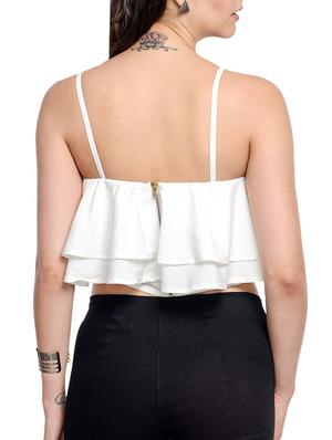 white polyester ruffle top - 10841178 - Standard Image - 3