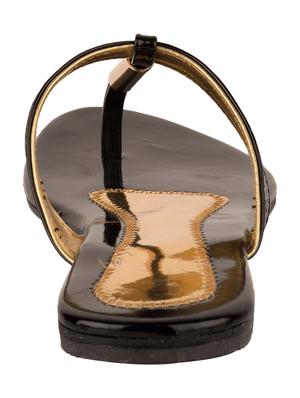 black faux leather t-strap sandal - 10841274 - Standard Image - 3