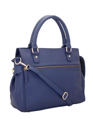 blue faux leather handbag with sling - 10846408 - Standard Image - 6
