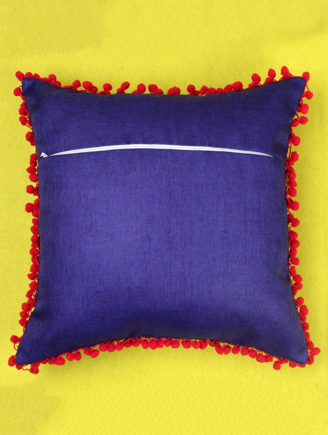 indigo & lemon yellow bird cushion cover - 10857332 - Zoom Image - 3