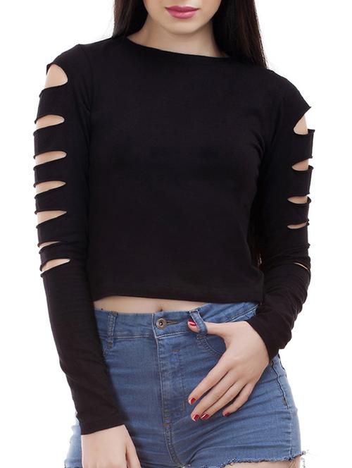 cut out sleeved crop top - 10862341 - Very Small Image - 1