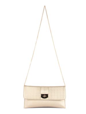 beige leatherette envelope clutch - 10886001 - Standard Image - 6