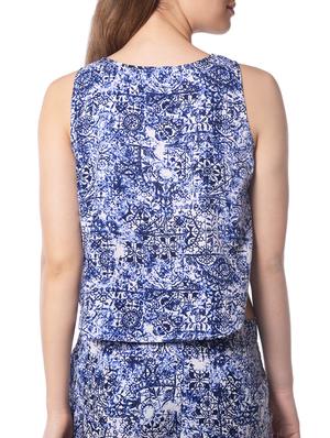 blue crepe crop top - 10891046 - Standard Image - 3