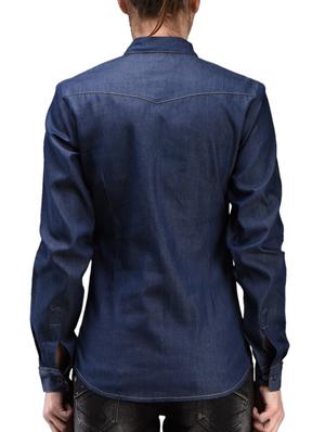 structured solid blue denim shirt - 1089229 - Standard Image - 3
