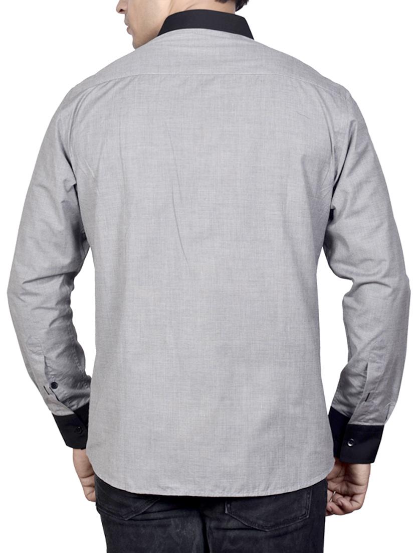 grey cotton casual shirt - 10899281 - Zoom Image - 3