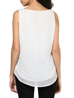 white georgette High-Low regular top - 10906609 - Standard Image - 3
