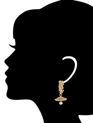 pearls cluster embellished jhumki earrings - 1092156 - Standard Image - 3