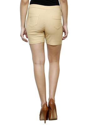 beige cotton blend shorts - 10942714 - Standard Image - 3