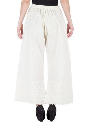 offwhite cotton palazzos - 10942748 - Standard Image - 3
