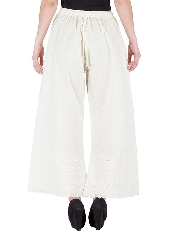 offwhite cotton palazzos - 10942748 - Zoom Image - 3