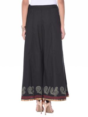 Black hand block print cotton divided skirt - 10967072 - Standard Image - 3